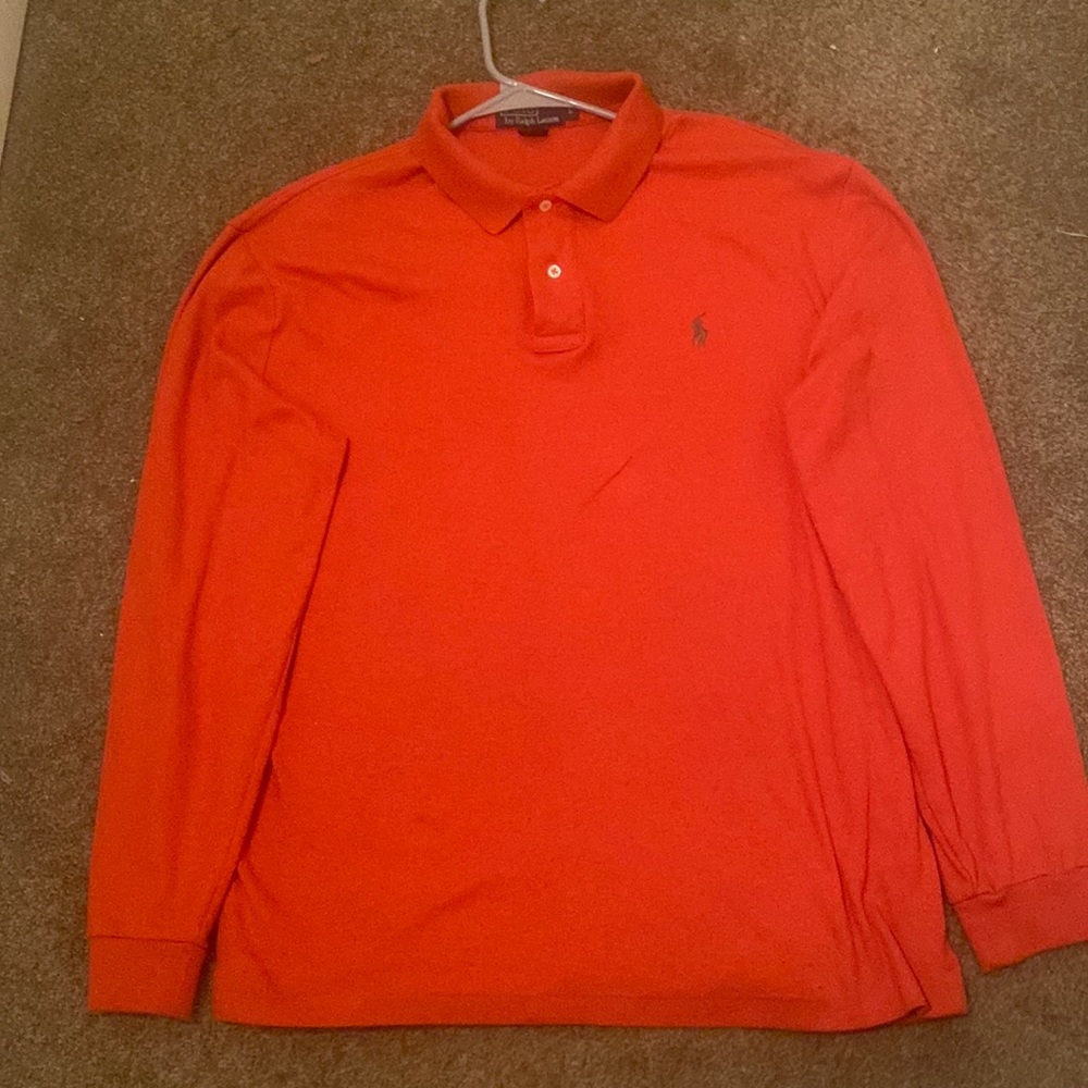 Orange Long Sleeve Shirt Polo Ralph Lauren L